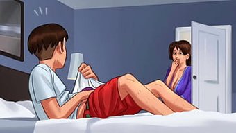 3d Anime Videosu: Dolgun Üvey Anne, Genç Adamın Solo Seansını Böldü