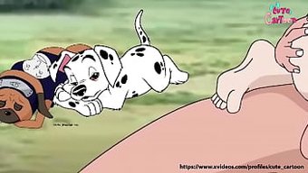 Animasyonlu Hentai'Deki Dolgun Göğüslü Hentai Karakteri Cruella De Vil Ile Birlikte